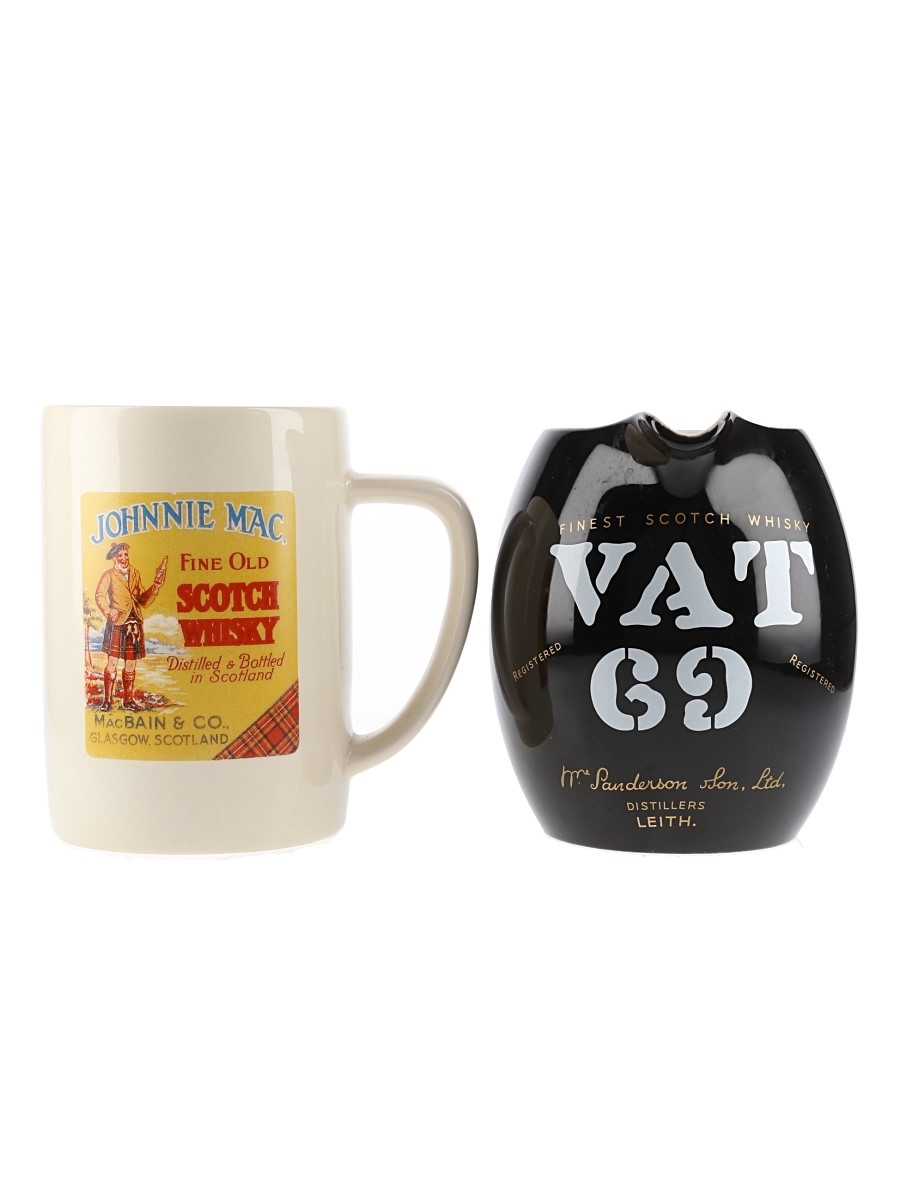 Johnnie Mac & Vat 69 Ceramic Jug 2 x 13cm-14cm