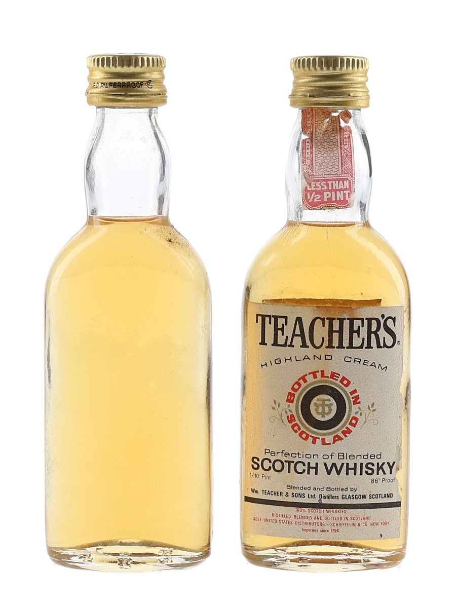 Teacher's Highland Cream Bottled 1960s-1970s 2 x 4.7cl / 43%