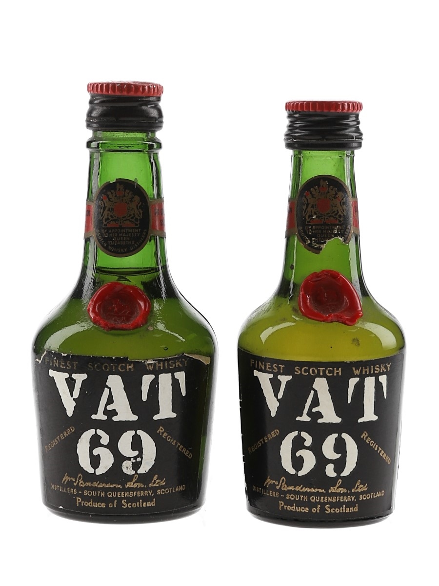 Vat 69 Bottled 1960s 2 x 3cl-5cl