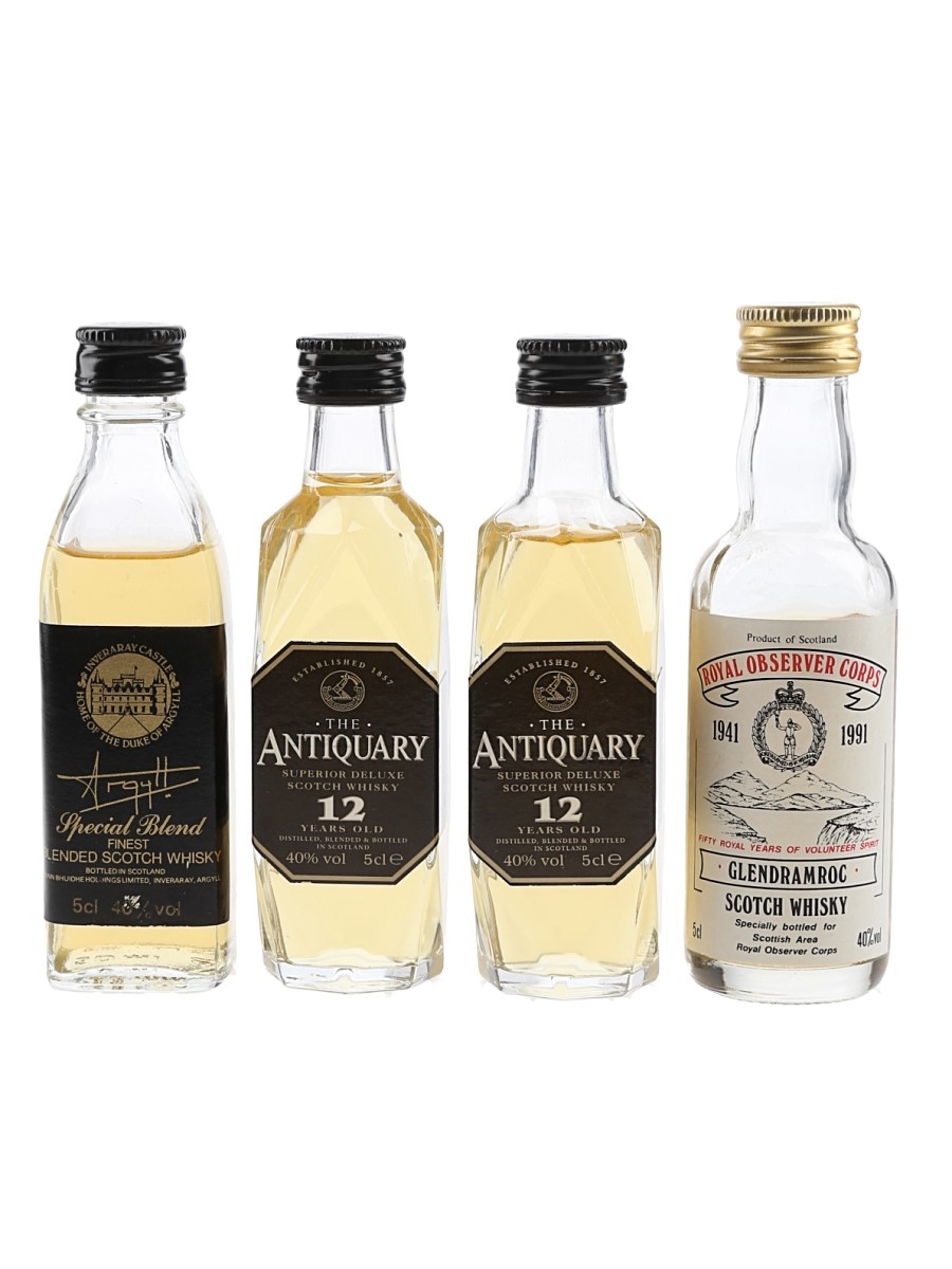 Antiquary 12, Argyll Special Blend & Glendramroc Bottled 1990s-2000s 4 x 5cl / 40%