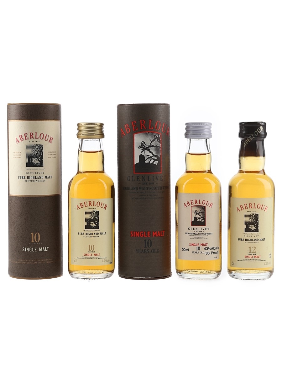 Aberlour 10 & 12 Year Old Bottled 1980s-1990s 3 x 5cl