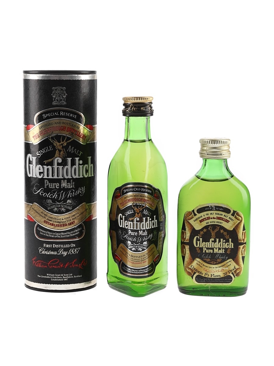 Glenfiddich Special Old Reserve Pure Malt Bottled 1970s & 1980s 2 x 4.7cl-5cl / 40%