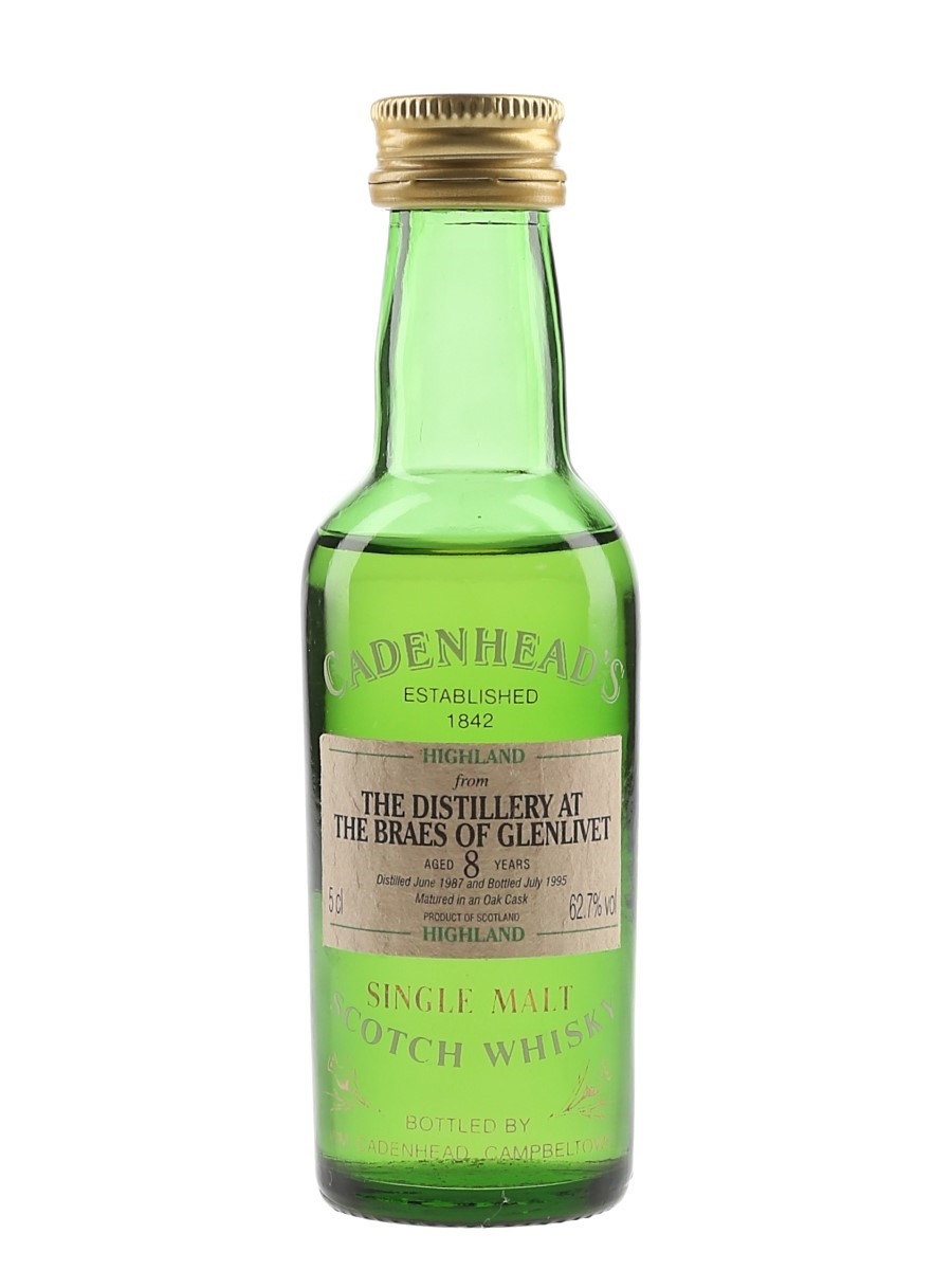 Braes Of Glenlivet 1987 8 Year Old Bottled 1995 - Cadenhead's 5cl / 62.7%