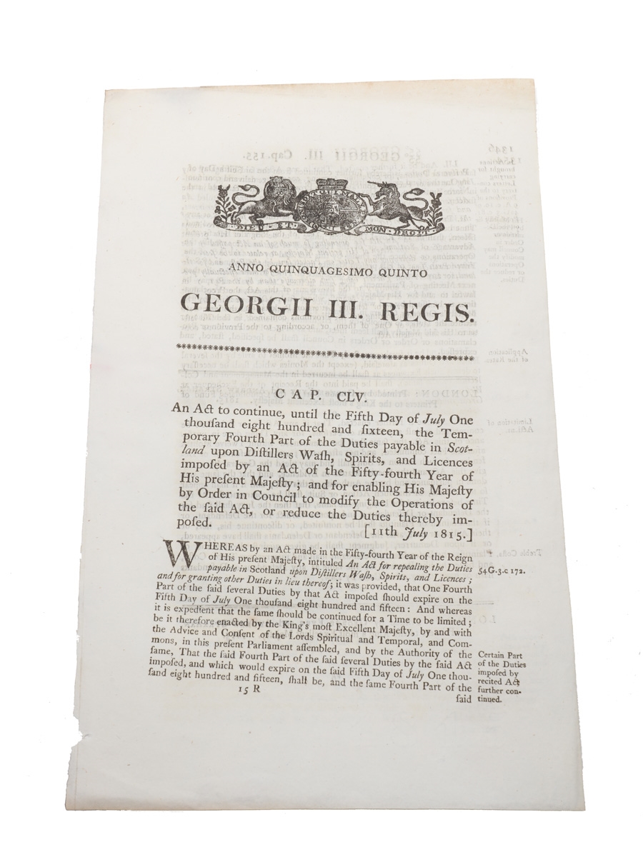 Act To Continue, Until The Fifth Day Of July One Thousand Eight Hundred And Sixteen, The Temporary Fourth Part Of The Duties Payable In Scotland, 1815 In the 55th Year of King George III 