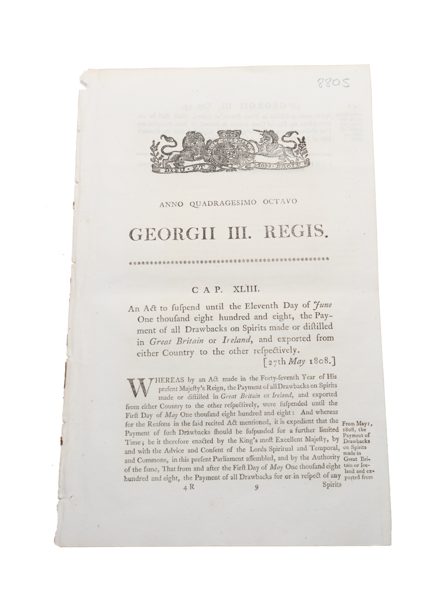 Act To Suspend Until The Eleventh Day Of June One Thousand Eight Hundred And Eight, 1808 In the 48th Year of King George III 