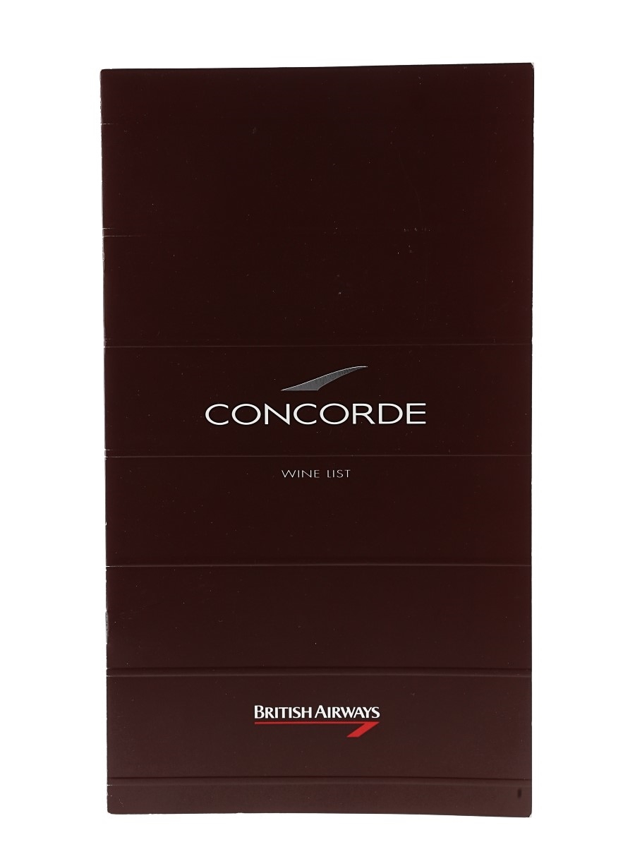 Concorde Wine List British Airways - 1990s 17cm x 29.5cm