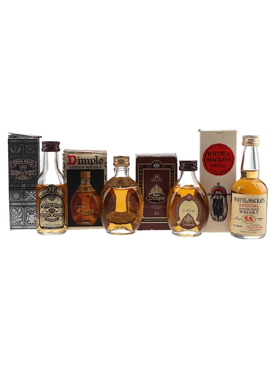 Chivas Regal 12 Year Old, Dimple 15 Year Old, Haig's Dimple & Whyte & Mackays Special Bottled 1970s & 1990s 4 x 5cl