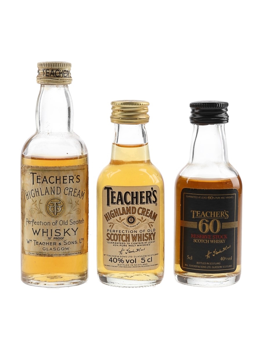 Teacher's Highland Cream & Teacher's 60 Reserve Stock Bottled 1970s-1980s 3 x 5cl / 40%
