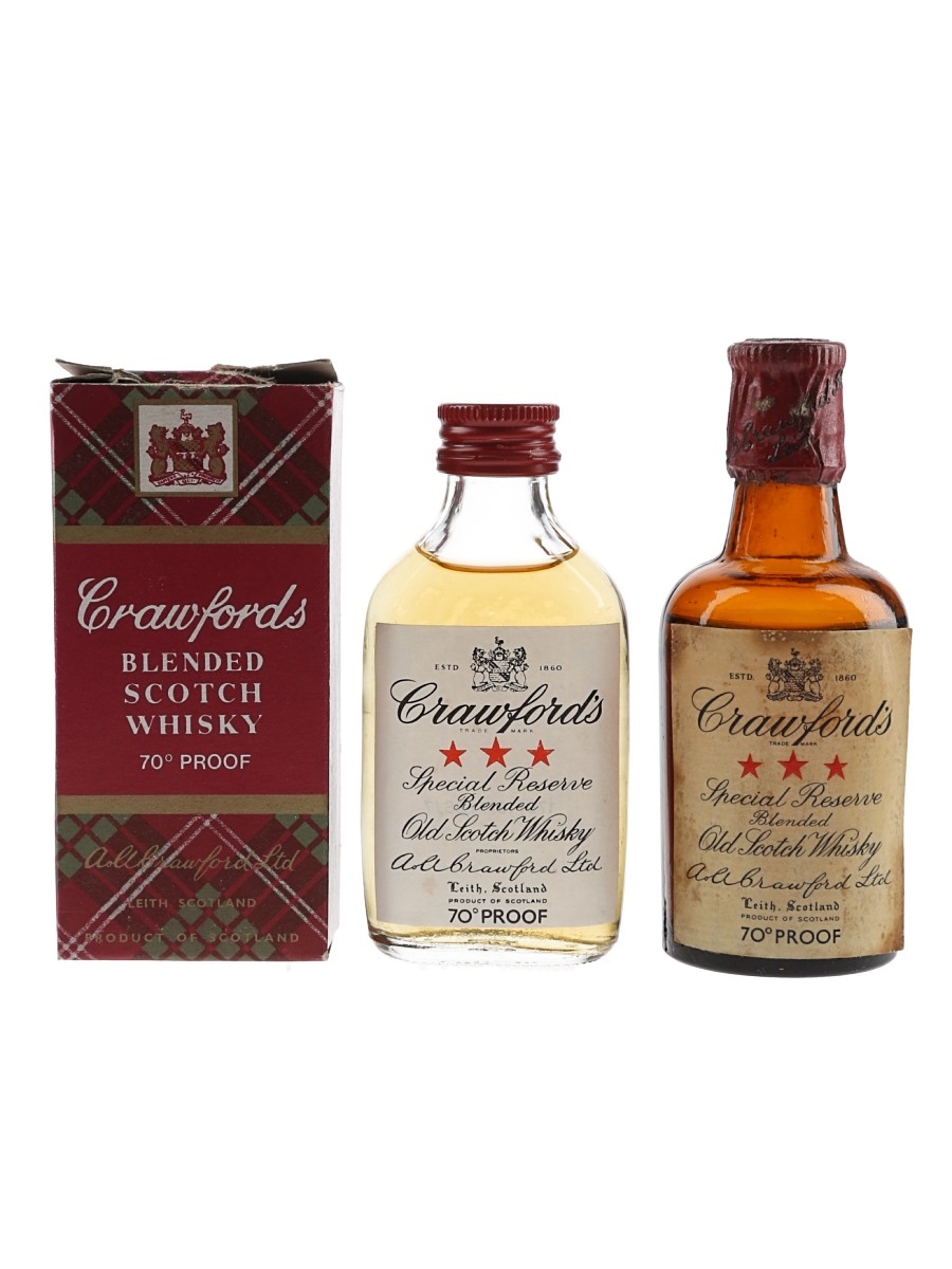 Crawford's 3 Star Bottled 1960s & 1970s 2 x 5cl / 40%