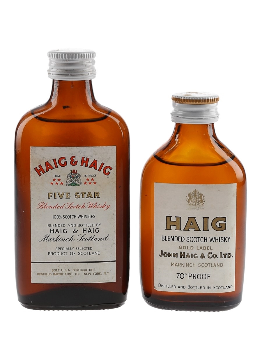 Haig's Gold Label & Five Star Bottled 1960s-1970s 2 x 5cl