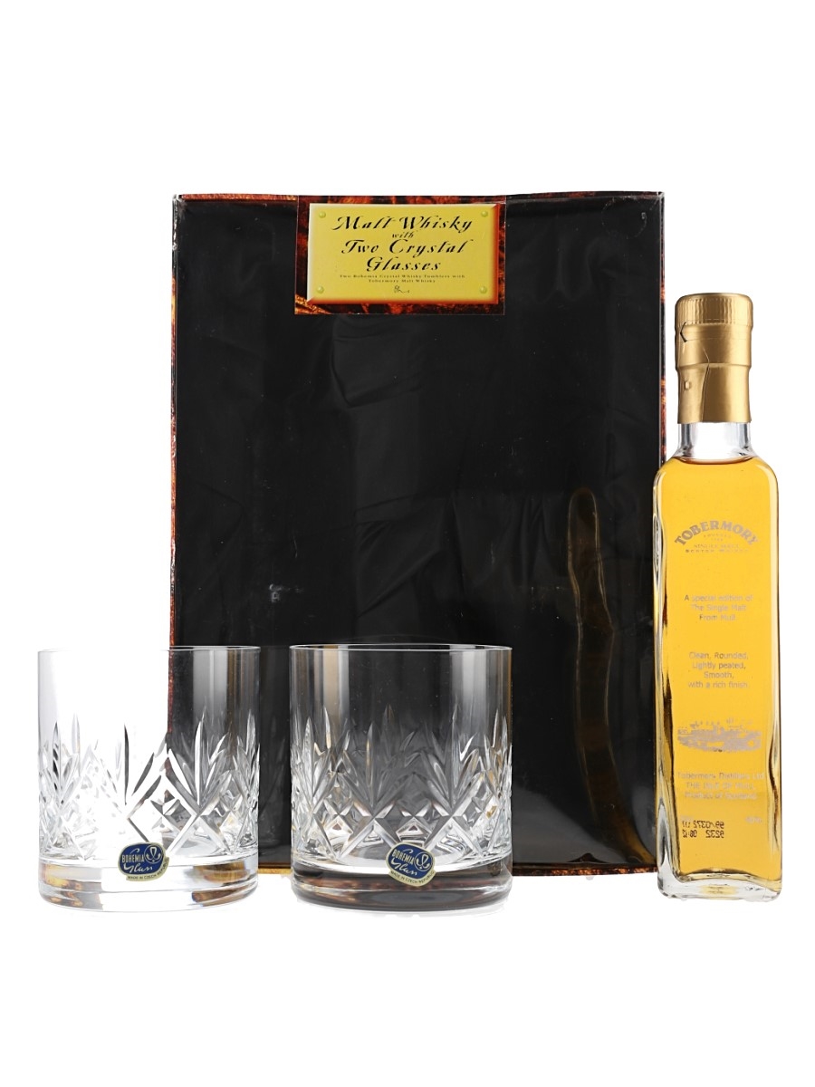 Tobermory With Two Crystal Glasses Bohemia Crystal Whisky Tumblers Set 20cl / 40%