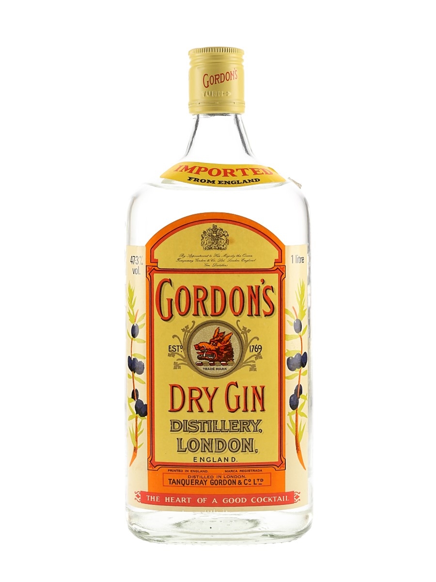 Gordon's Dry Gin Bottled 1980s - Duty Free 100cl / 47.3%