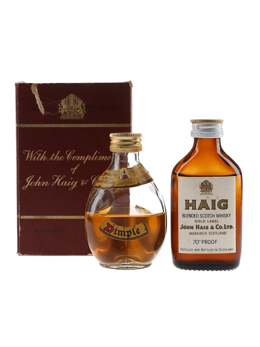 Haig Gold Label & Dimple Set Bottled 1970s 2 x 5cl / 40%