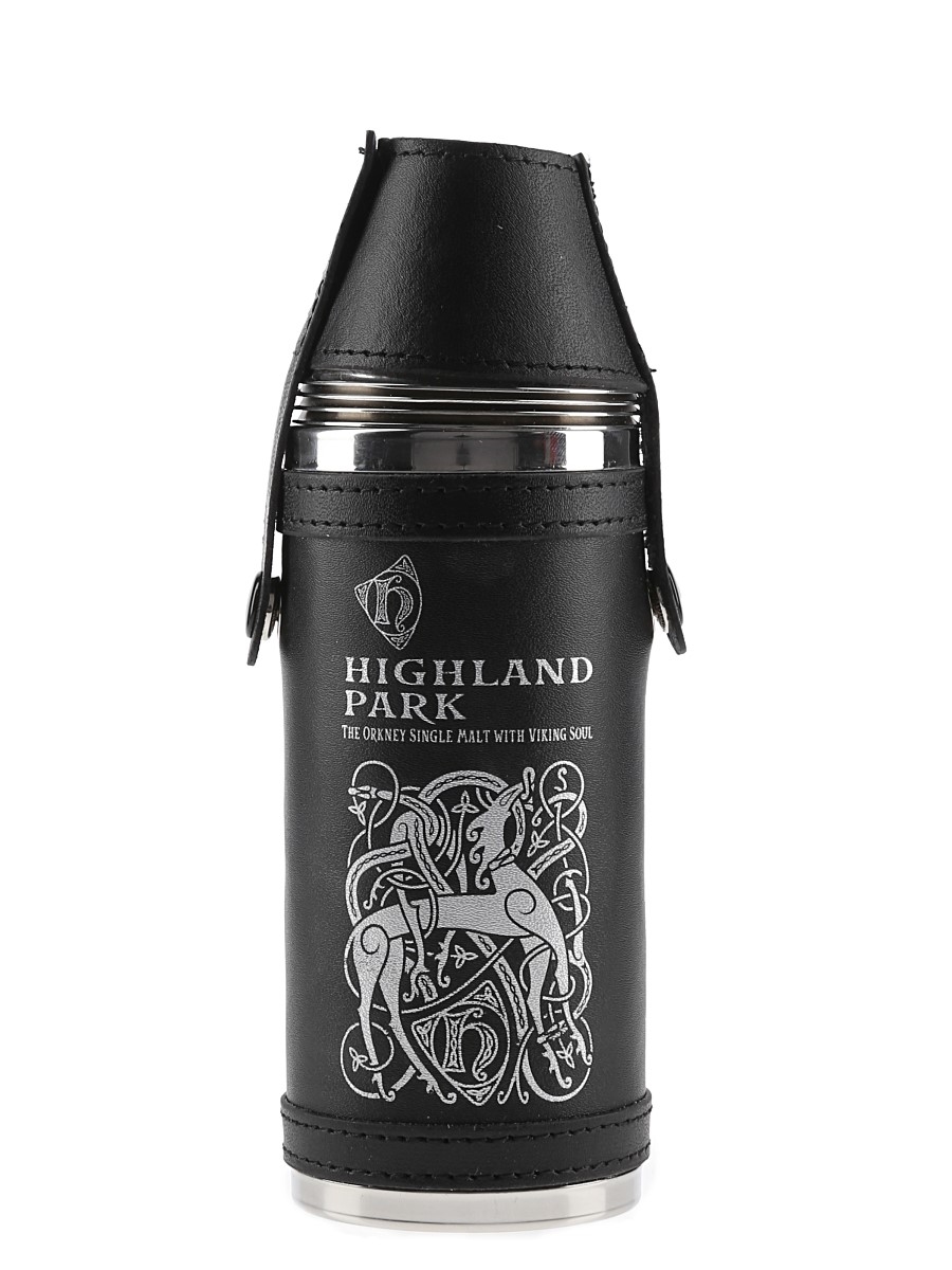 Highland Park Hunting Flask With Cups  16cm Tall