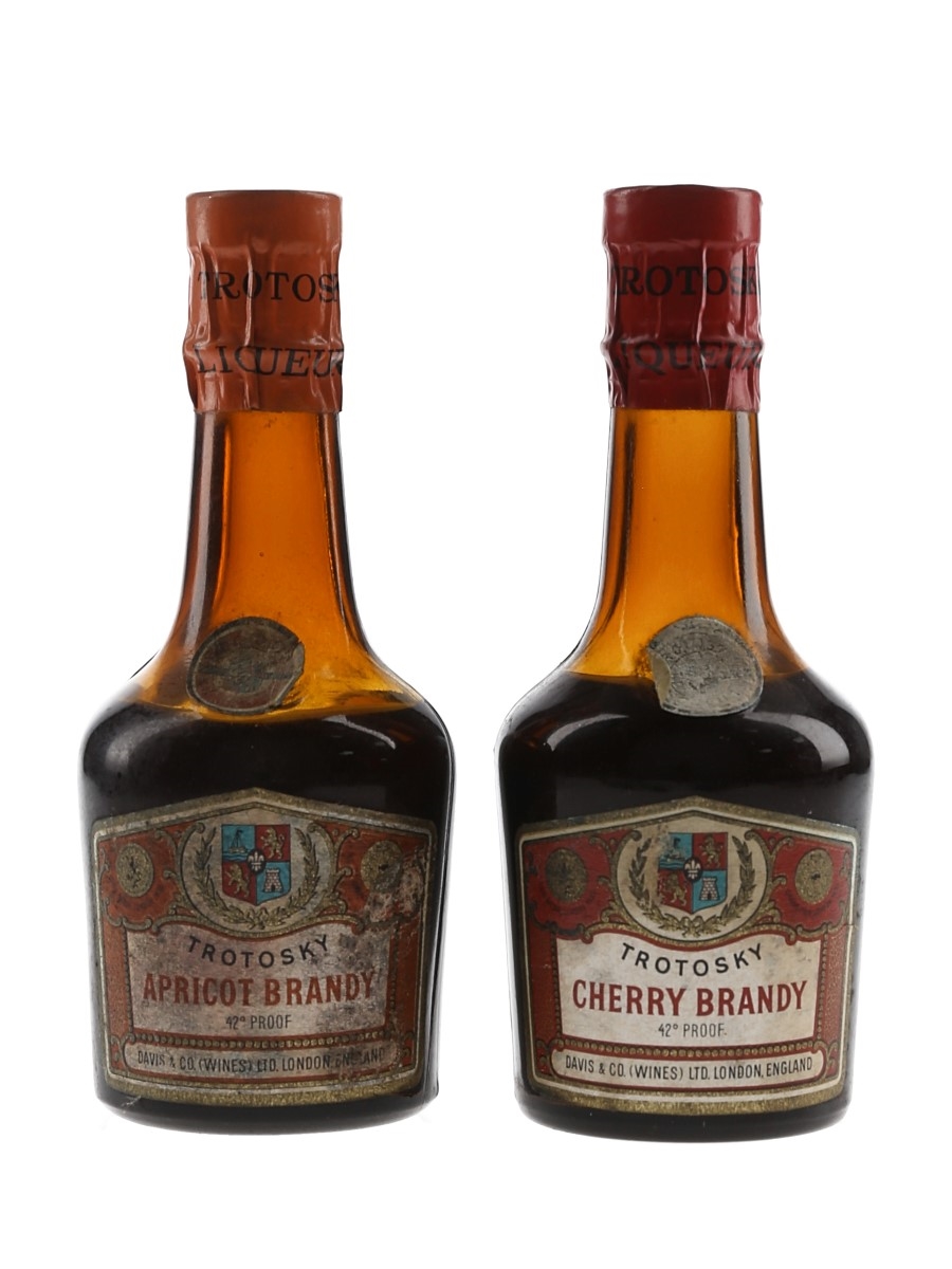 Trotosky Apricot & Cherry Brandy Bottled 1950s-1960s 2 x 5cl / 24%