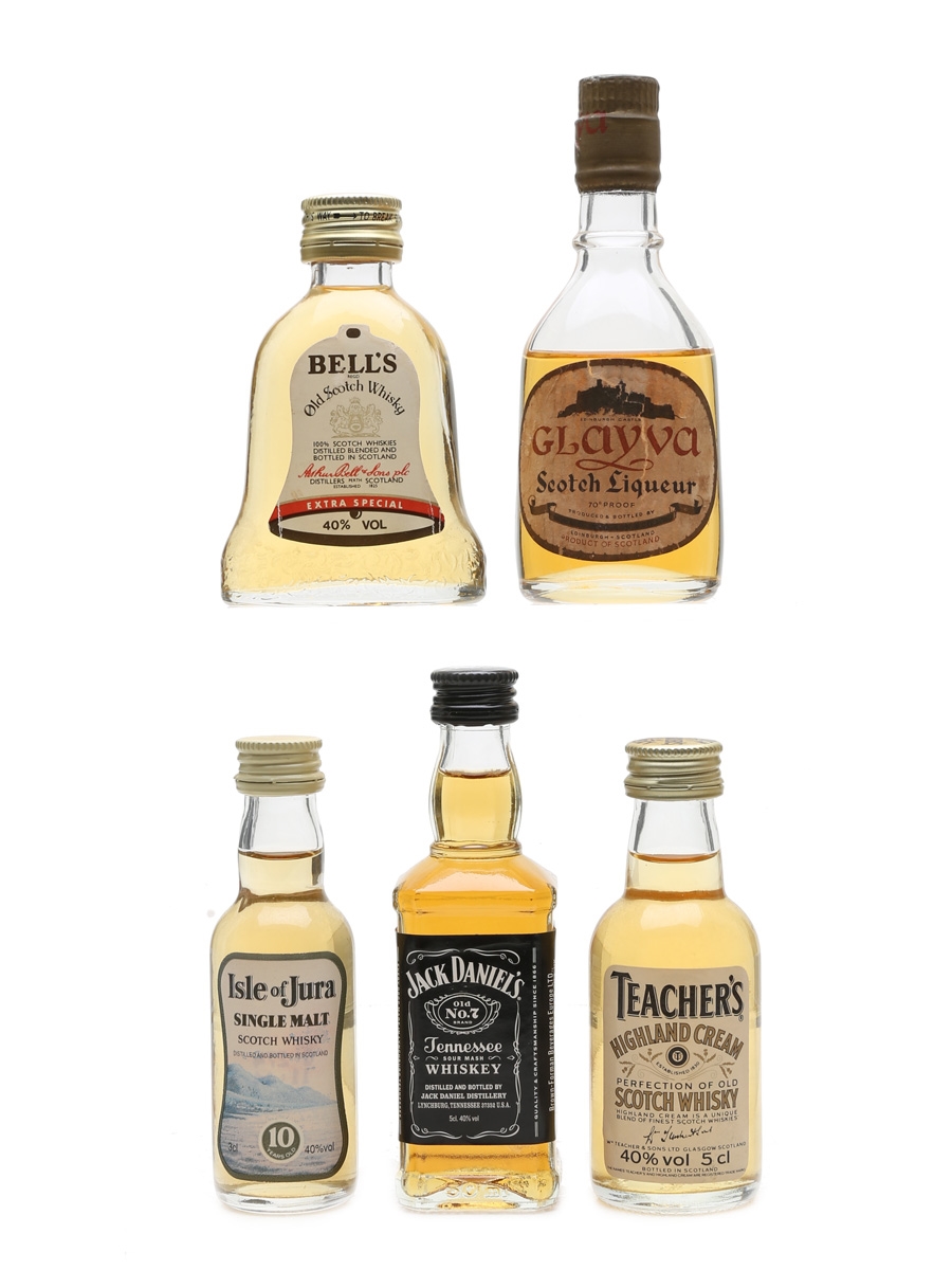 Assorted Whisky & Liqueur Miniatures Including Glava Liqueur Bottled 1960s 4 x 5cl, 3cl / 40%