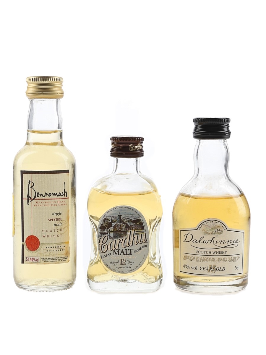 Benromach, Cardhu 12 Year Old & Dalwhinnie 15 Year Old Bottled 1990s 3 x 5cl