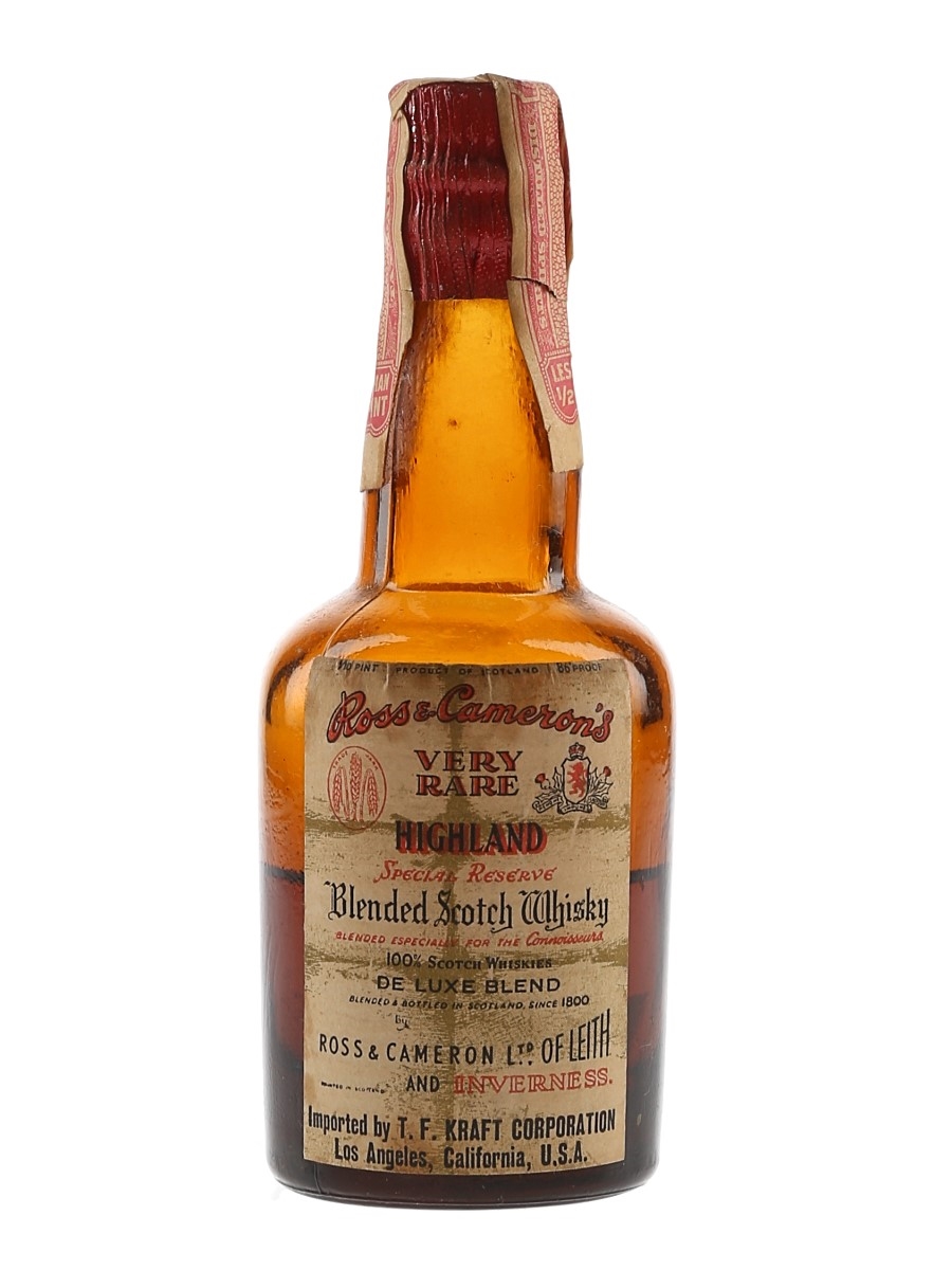Ross & Cameron's Very Rare Highland Special Reserve Bottled 1940s-1950s - T F Kraft Corporation 4.7cl / 43%