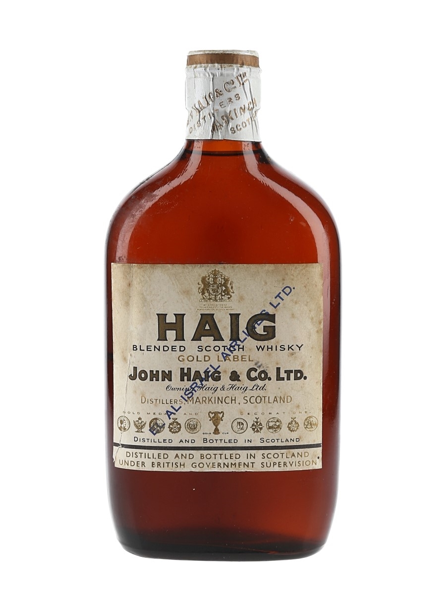 Haig's Gold Label Spring Cap Bottled 1950s 37.8cl
