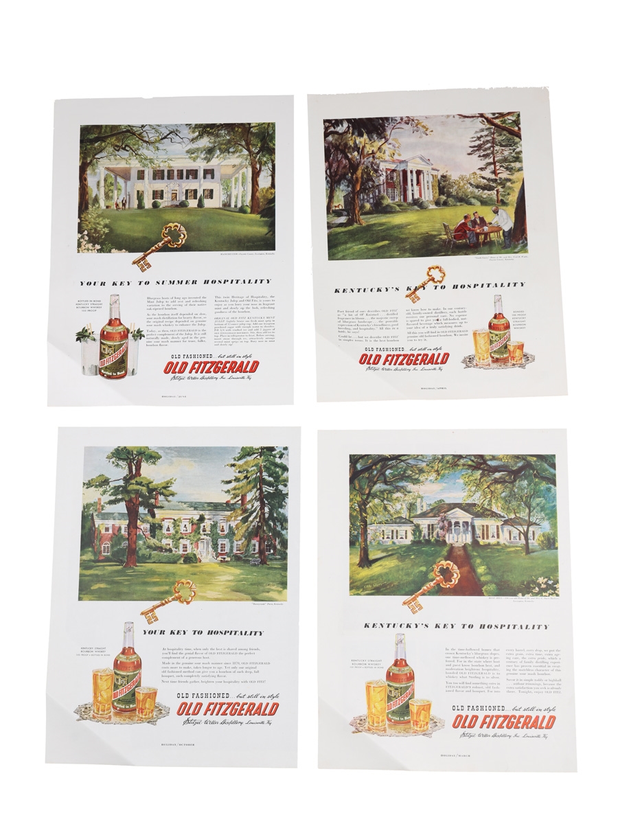 Old Fitzgerald 1950s Advertising Prints 4 x 36cm x 28cm