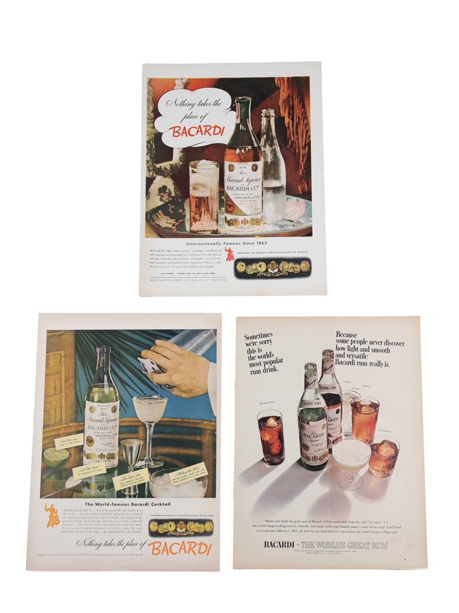 Bacardi Rum 1943 & 1946 Advertising Prints 3 x 36cm x 26cm