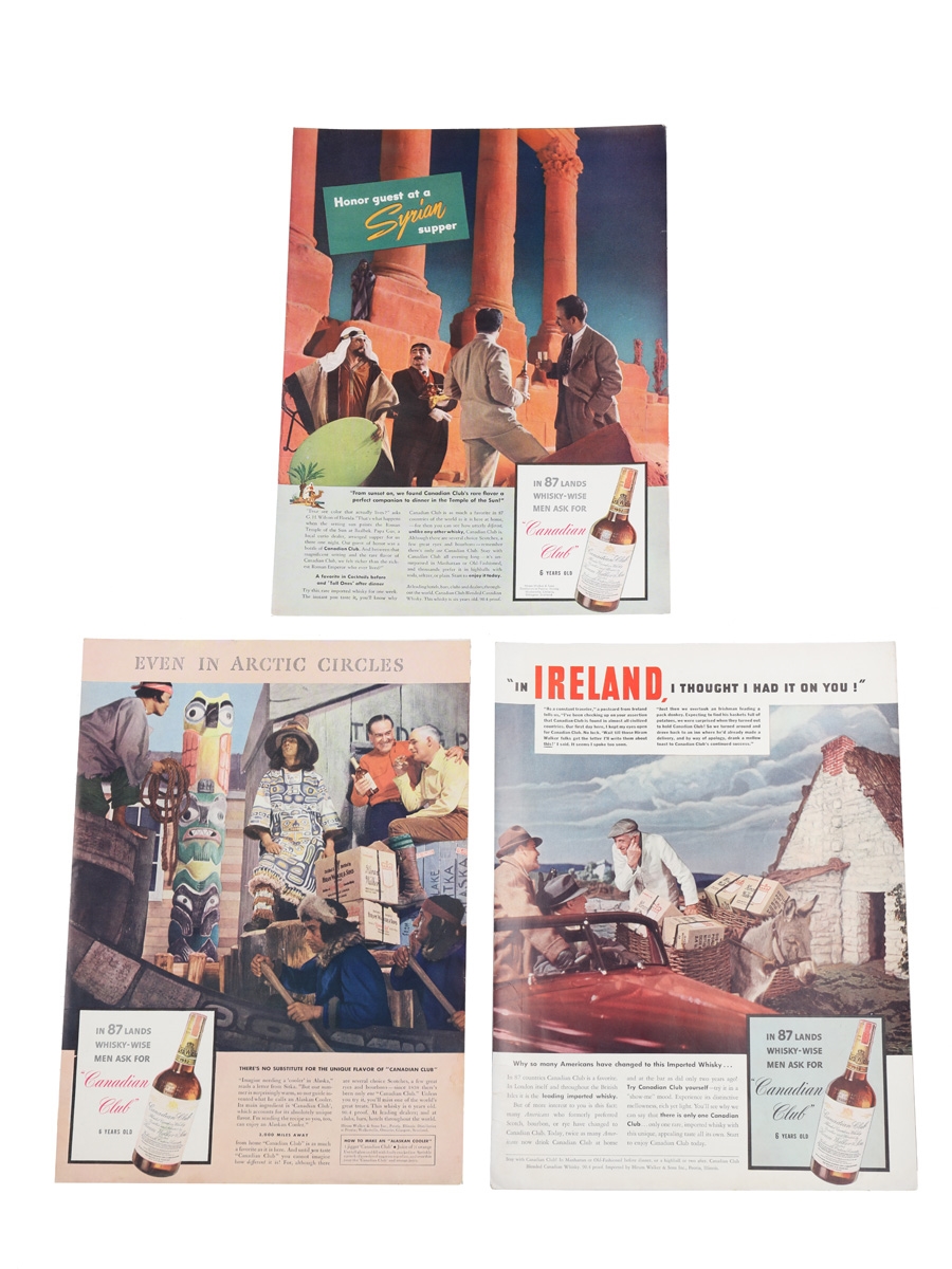 Canadian Club 1938-1939 Advertising Prints 3 x 36cm x 26cm