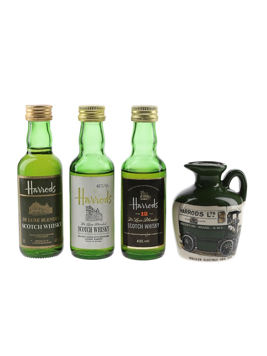 Assorted Harrods Scotch Whisky Bottled 1980s & 1990s 4 x 4.75cl-5cl