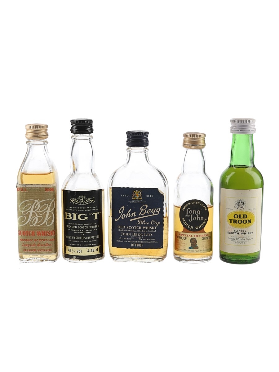 Assorted Blended Scotch Whisky Big T, BB Scotch Whisky, John Begg, Long John Special Reserve & Old Troon 5 x 4.7cl-5cl / 40%