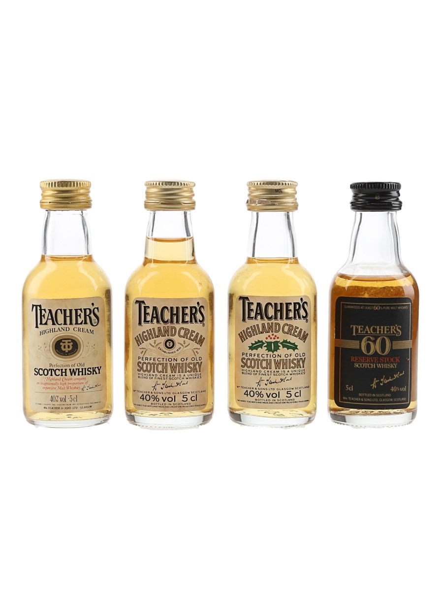 Teacher's Highland Cream & 60 Bottled 1980s & 1990s 4 x 5cl / 40%