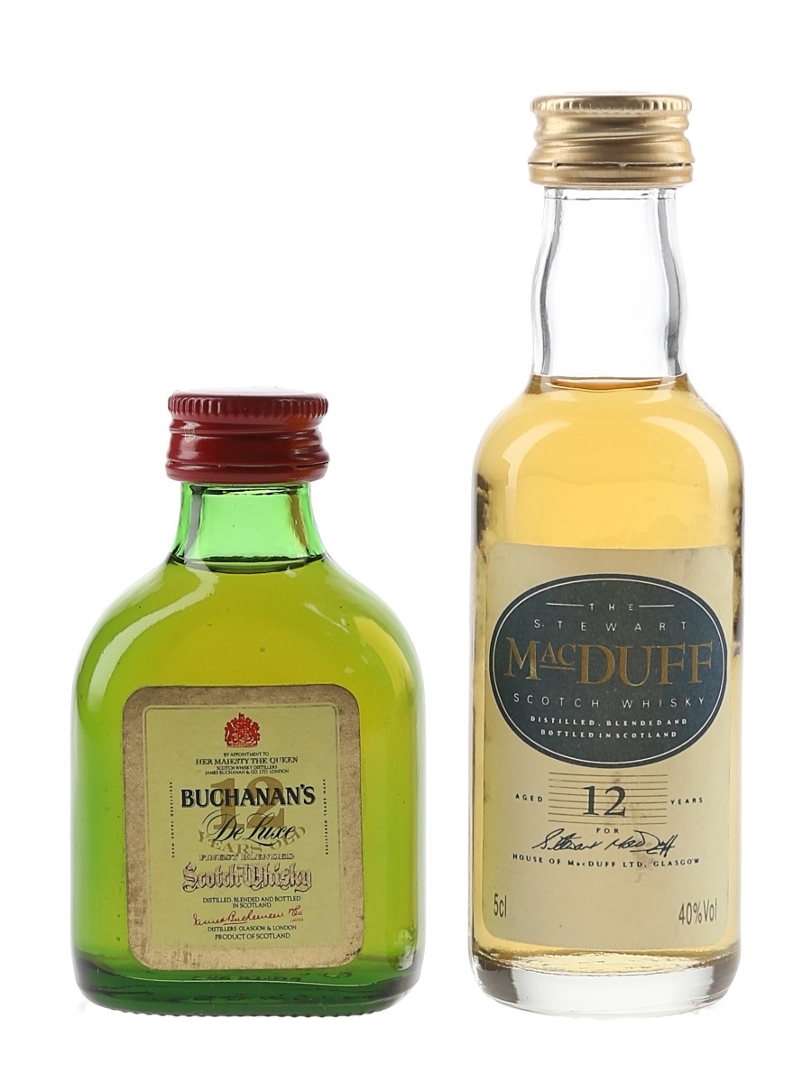 Buchanan's De Luxe & Stewart MacDuff 12 Year Old Bottled 1980s 2 x 5cl