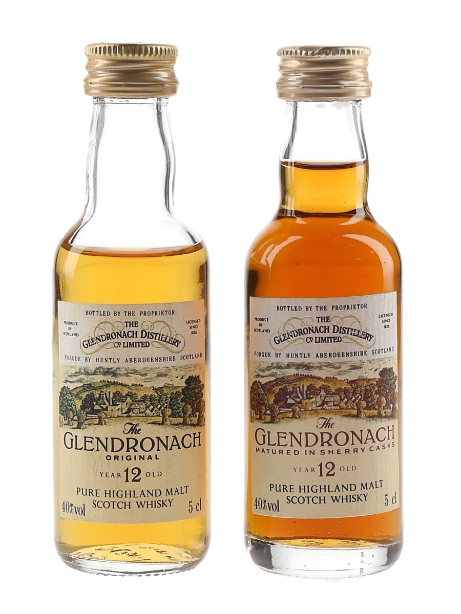 Glendronach 12 Year Old Original & Sherry Cask Bottled 1990s 2 x 5cl / 40%