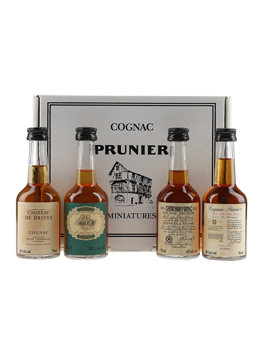 Prunier Cognac Miniatures Set Bottled 1980s 4 x 5cl / 40%