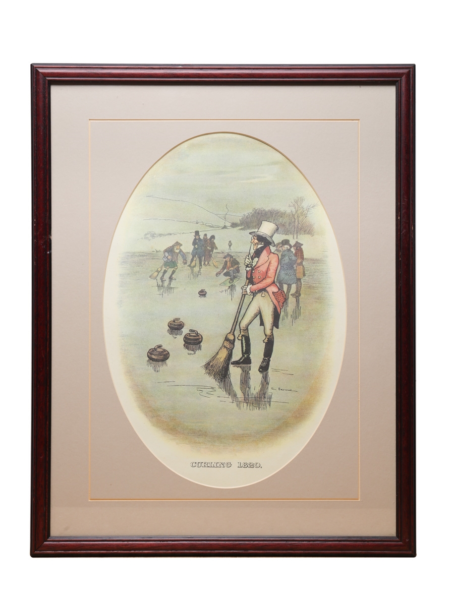Johnnie Walker Sporting Print - Curling 1820 Early 20th Century - Tom Browne 48cm x 37cm