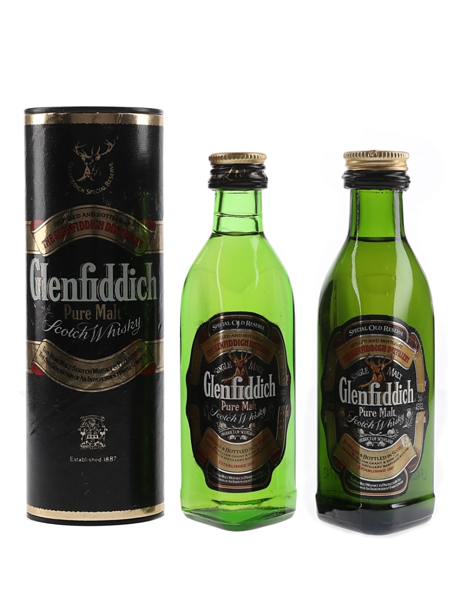 Glenfiddich Special Old Reserve Pure Malt Bottled 1970s & 1980s 2 x 5cl