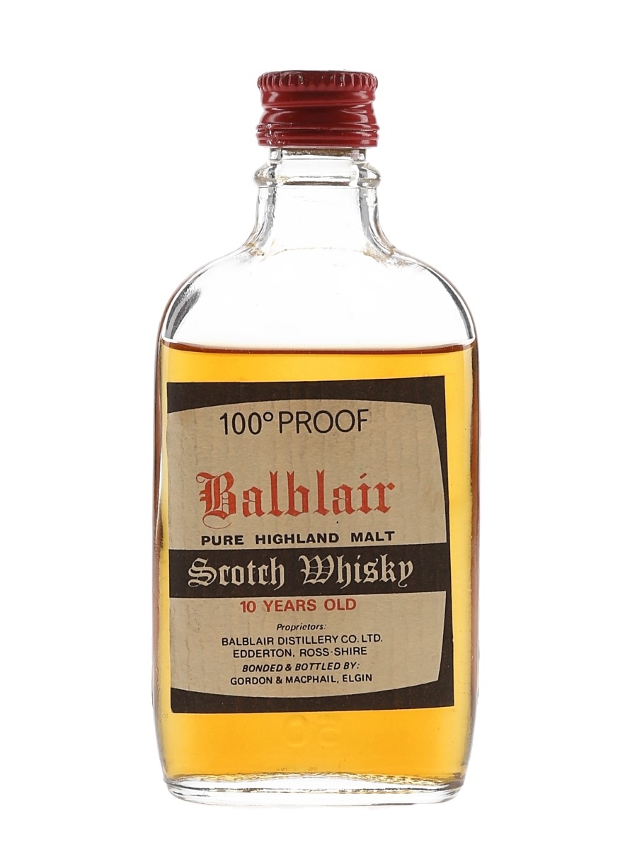 Balblair 10 Year Old 100 Proof Bottled 1970s - Gordon & MacPhail 5cl / 57%