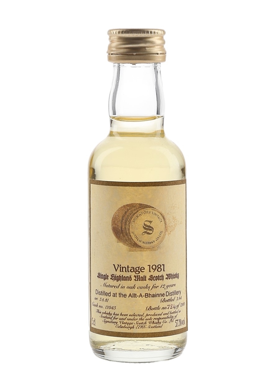 Allt A Bhainne 1981 12 Year Old Bottled 1994 - Signatory Vintage 5cl / 57.1%