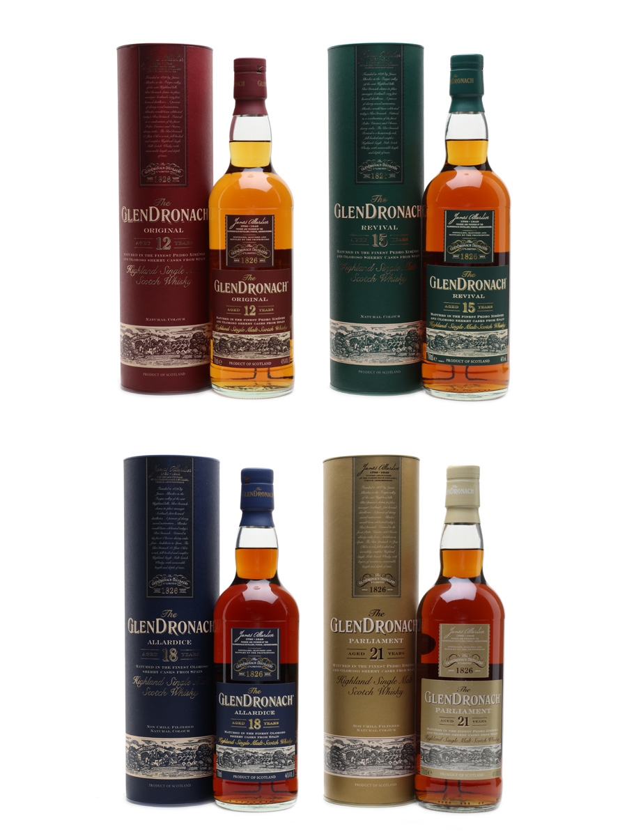 Glendronach 12, 15, 18 & 21 Year Old  4 x 70cl