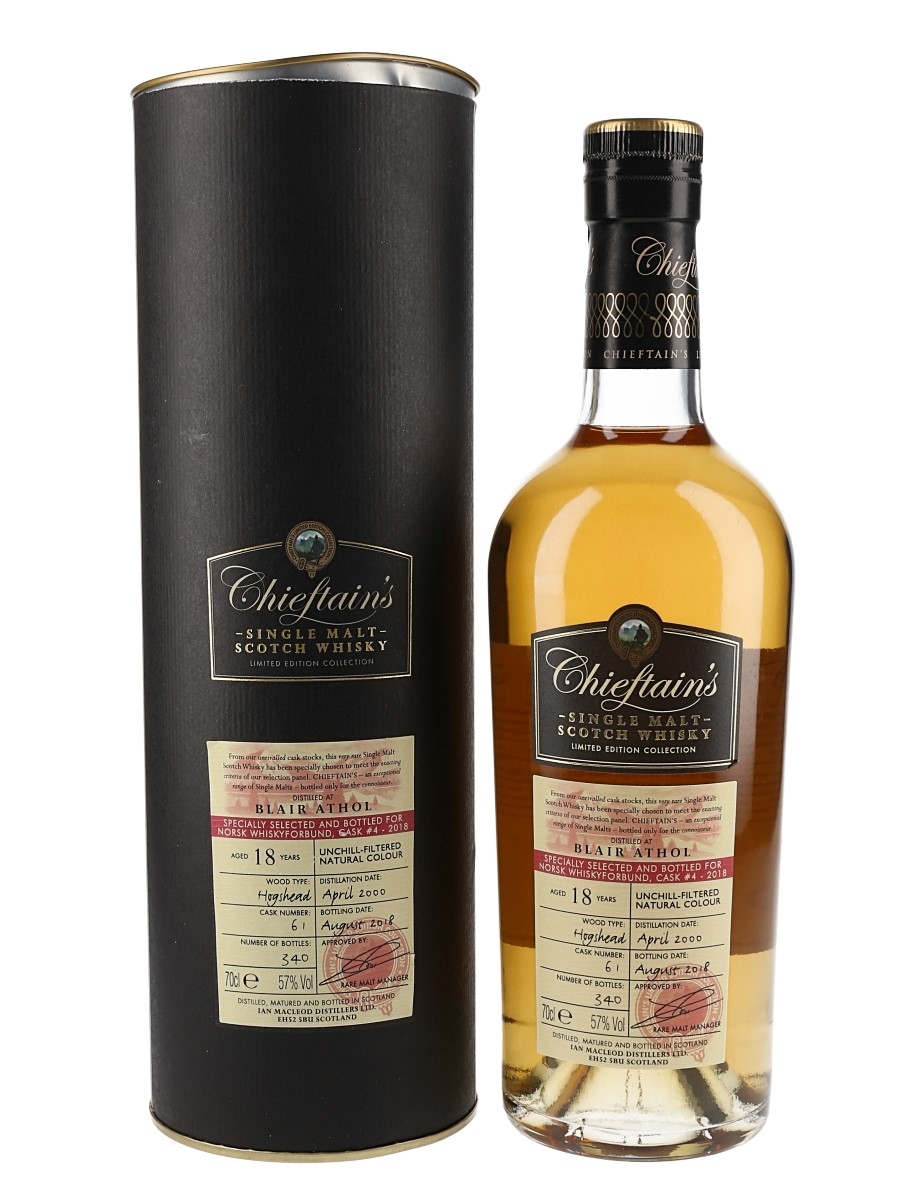 Blair Athol 2000 18 Year Old Chieftain's Choice Bottled 2018 - Norsk Whiskyforbund 70cl / 57%