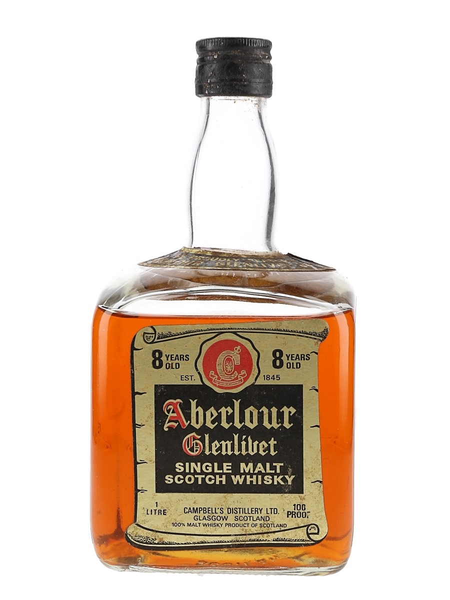 Aberlour Glenlivet 8 Year Old 100 Proof Bottled 1970s - Duty Free 100cl / 50%