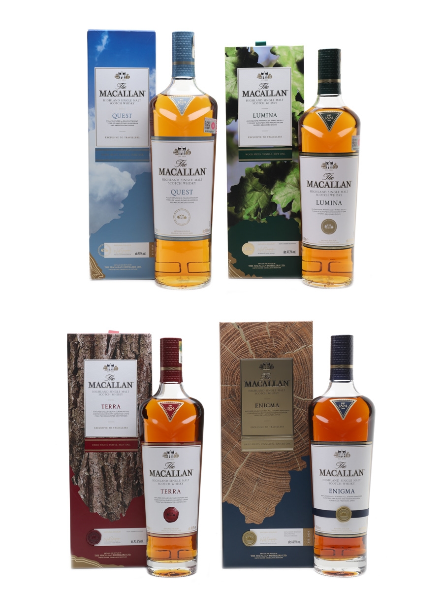Macallan Quest Collection Travellers Exclusives Enigma, Lumina, Terra & Quest 4 x 70cl-100cl