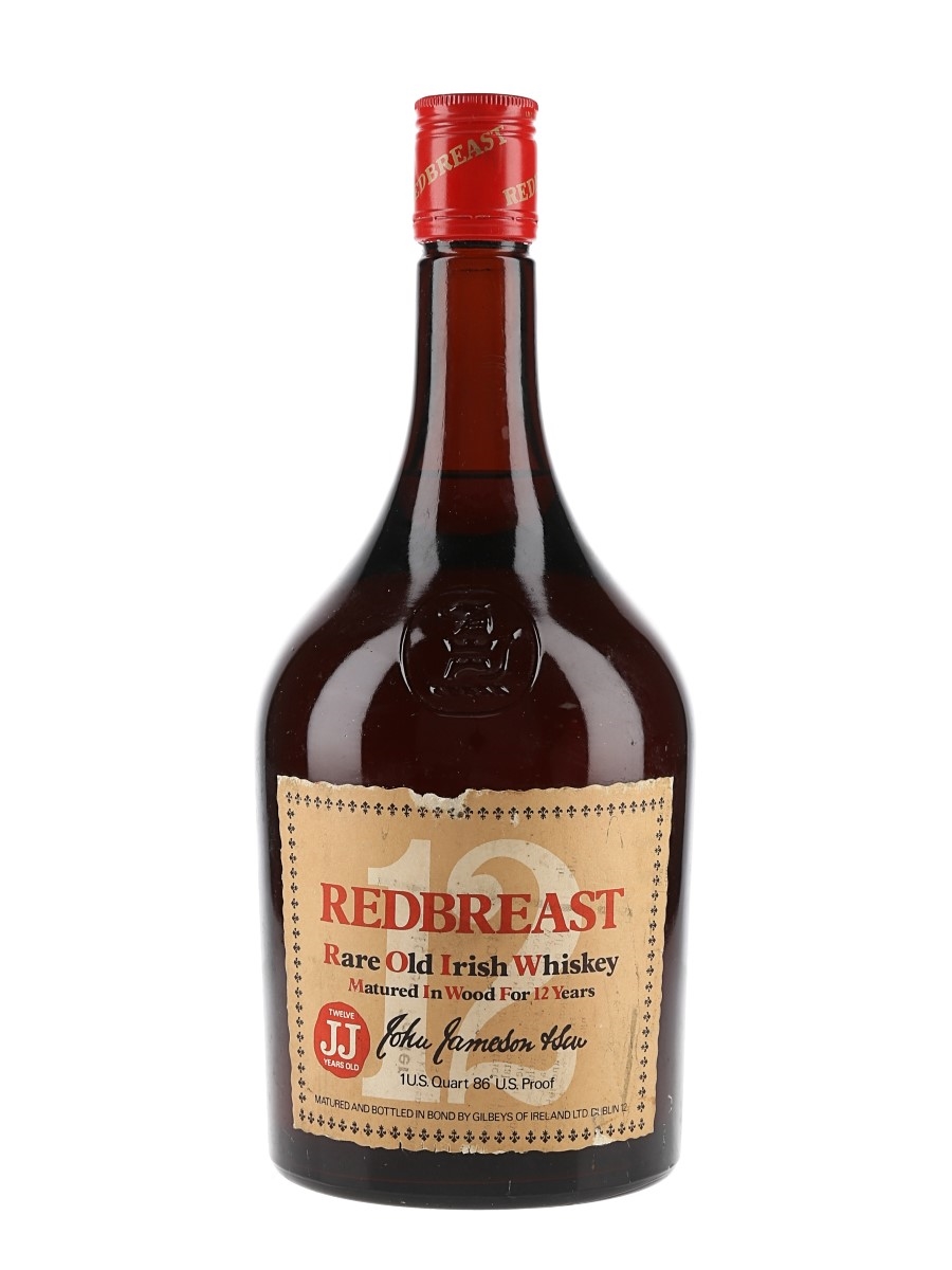 John Jameson & Son's Redbreast 12 Year Old Bottled 1970s - Gilbey's Of Ireland 94.6cl / 43%