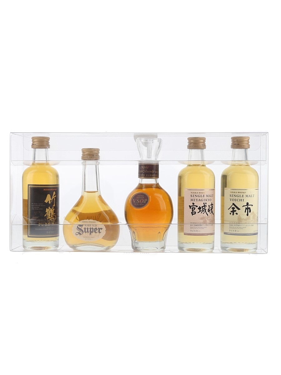 Nikka Set Taketsuru, Super Rare Old, Apple Brandy VSOP, Miyagikyo & Yoichi 5 x 5cl