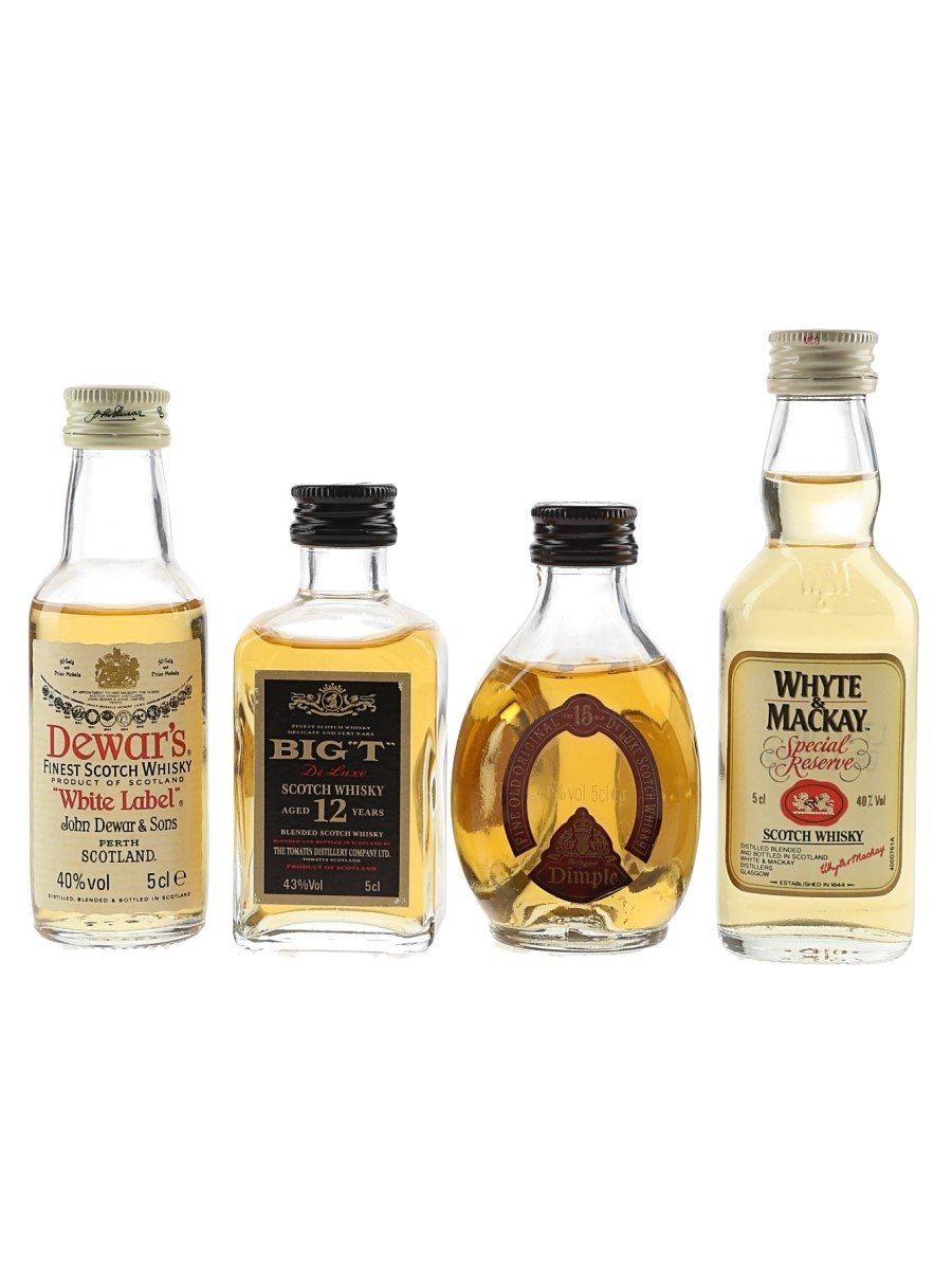 Assorted Blended Scotch Whisky Big T, Dewar's White Label, Dimple & White & Mackay 4 x 5cl