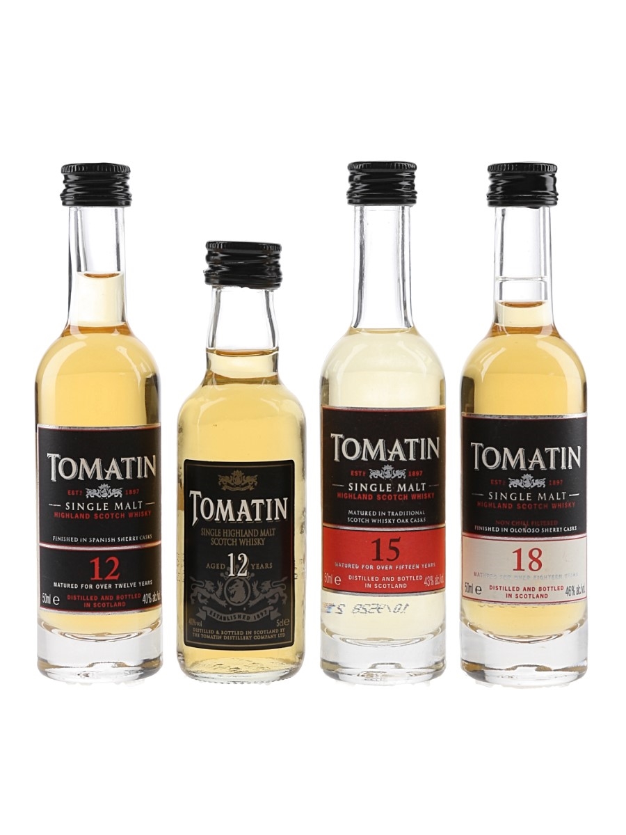 Tomatin 12, 15 & 18 Year Old Bottled 1990s 4 x 5cl