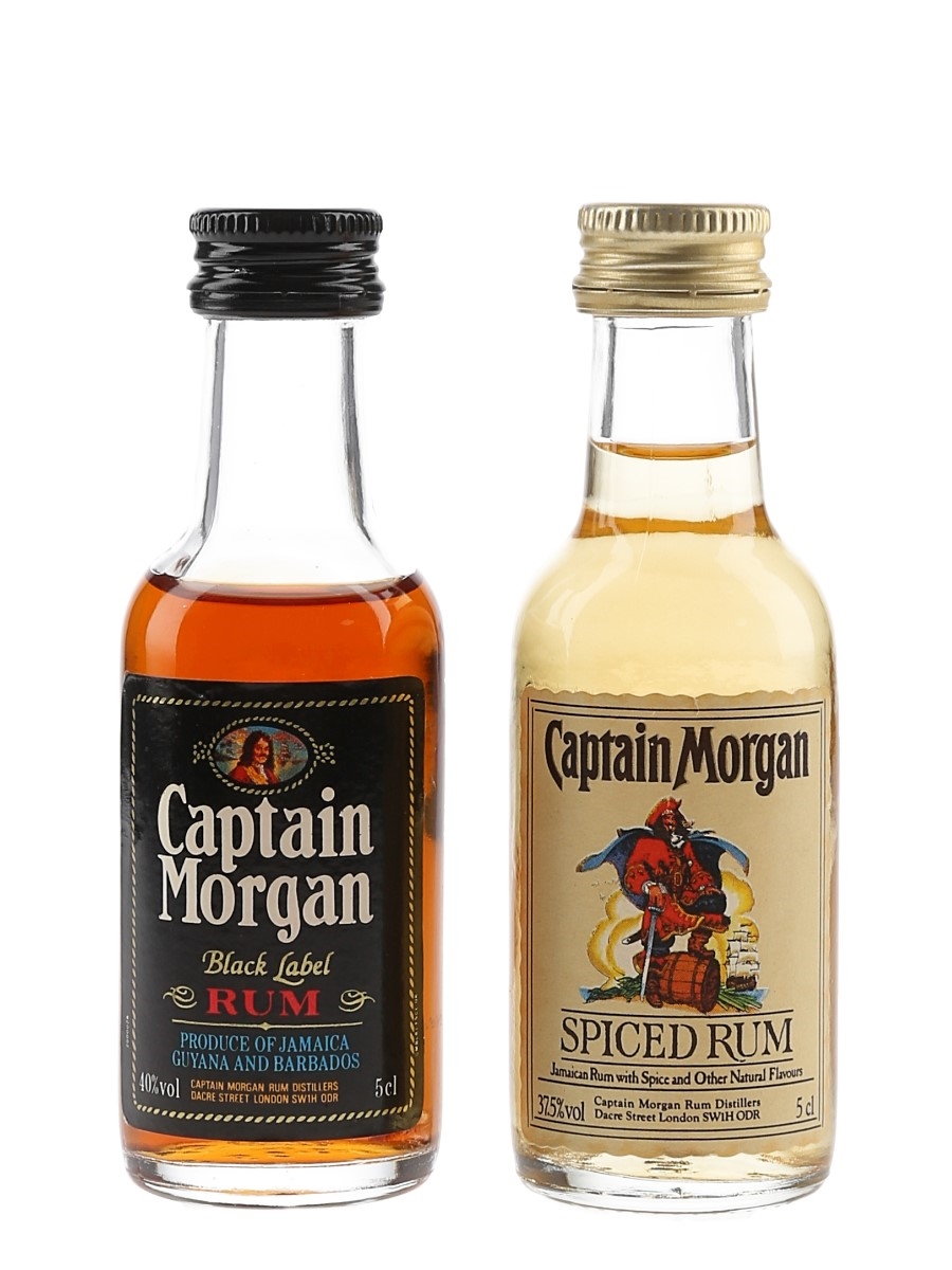 Captain Morgan Black Label & Spiced Rum Bottled 1990s 2 x 5cl