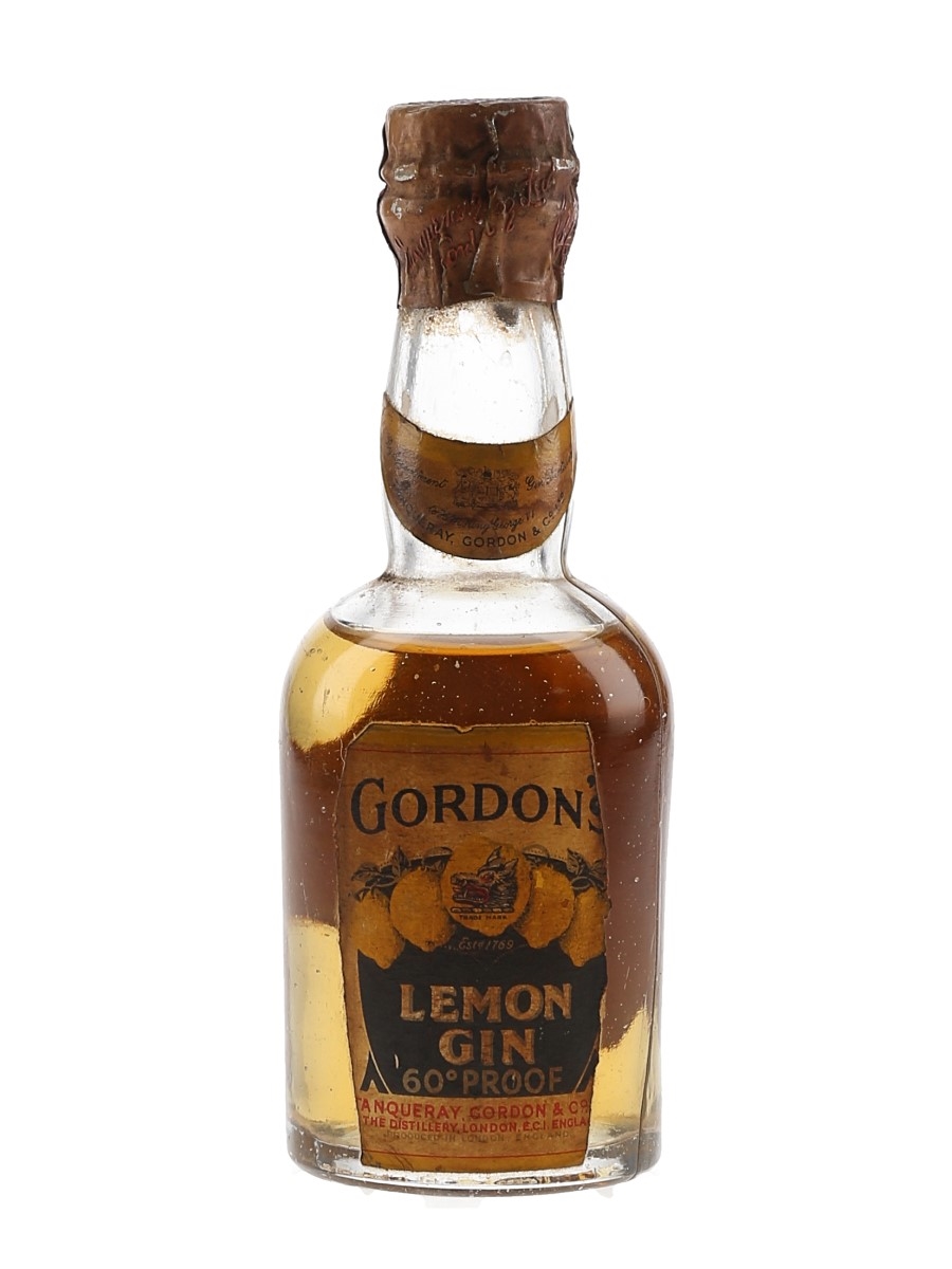 Gordon's Lemon Gin Spring Cap Bottled 1940s 5cl / 34%