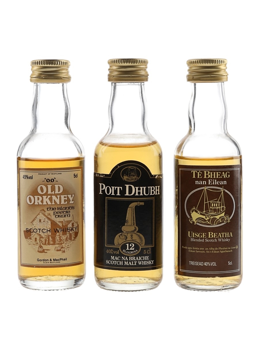 Old Orkney, Poit Dhugh 12 Year Old & Te Bheag  Nan Eilean Bottled 1990s-2000s 3 x 5cl / 40%