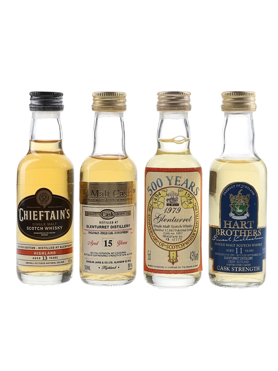 Glenturret Single Malt Scotch Whisky Hart Brothers, Chieftain, Old Malt Cask & Master Of Malt 4 x 5cl
