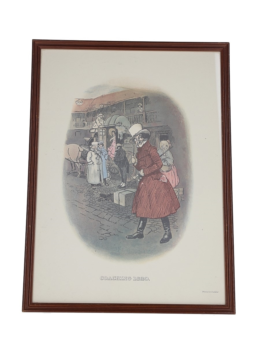 Johnnie Walker Sporting Print - Coaching 1820 Early 20th Century - Tom Browne 40cm x 30cm