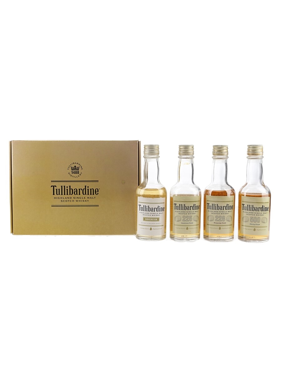 Tullibardine Malt Scotch Whisky Tasting Set - Japanese Market Including Burgundy, Bourbon, Sherry & Sauternes Finishes 4 x 5cl / 43%